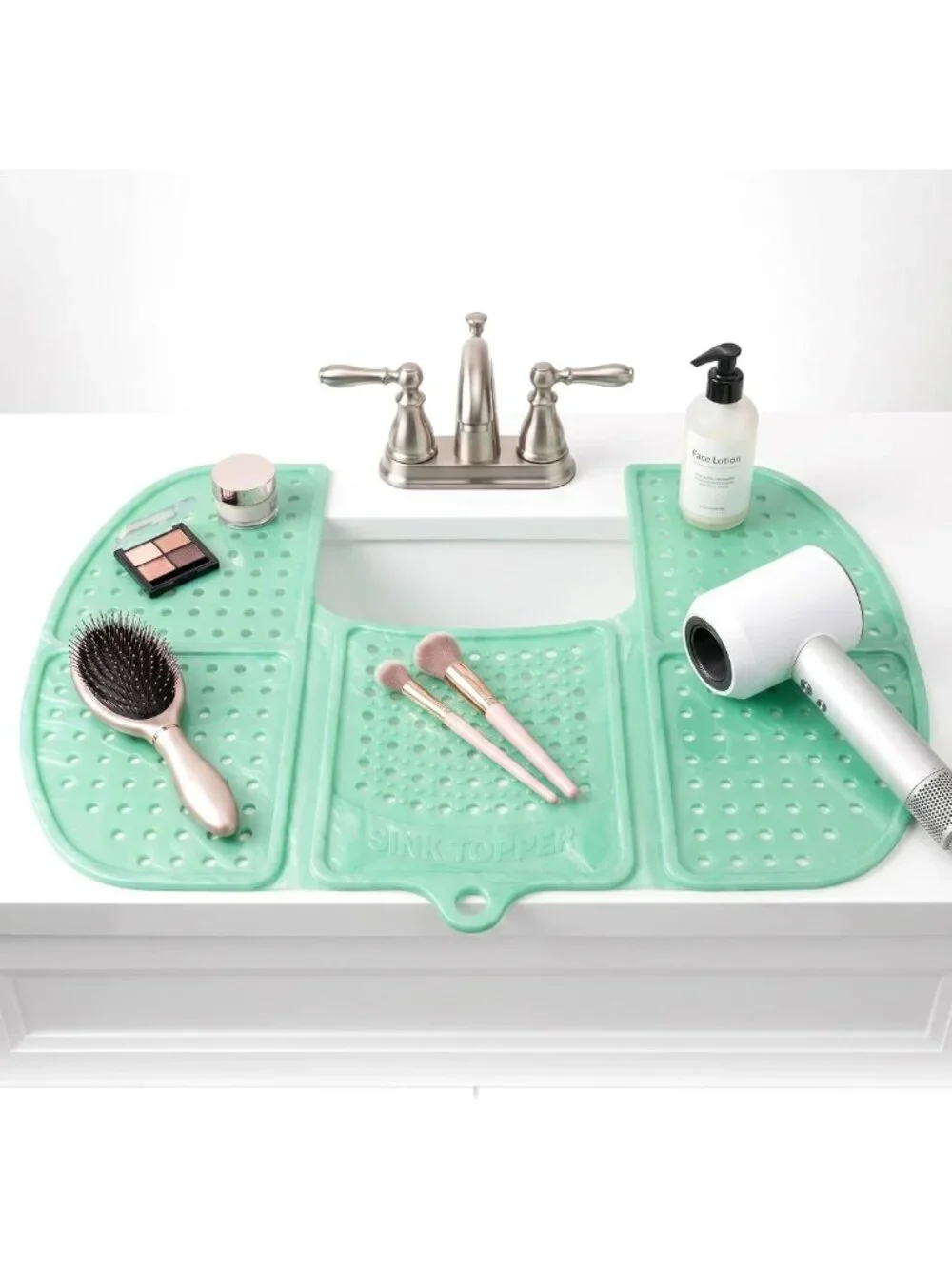 Foldable Silicone Bathroom Counter Mat & Storage Saver for Hot Tools & Makeup
